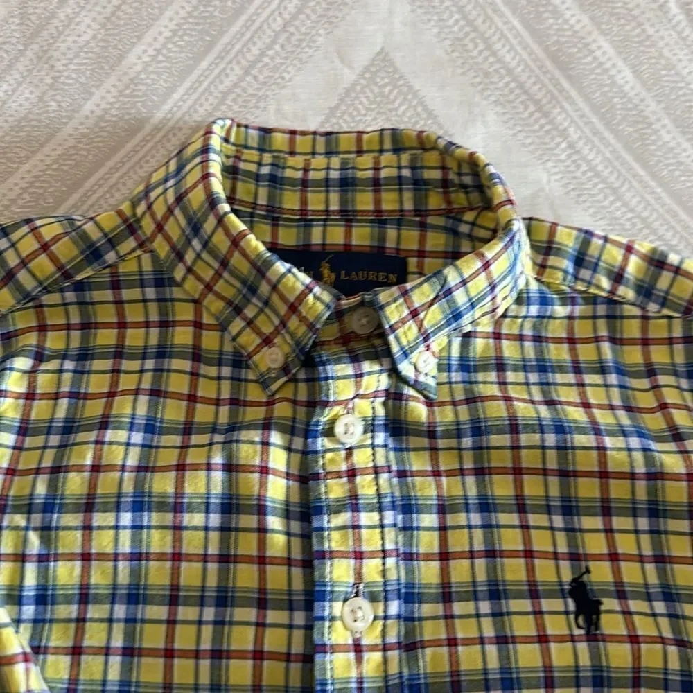 Ralph Lauren Boys Yellow & Blue Long Sleeve Button Down Shirt